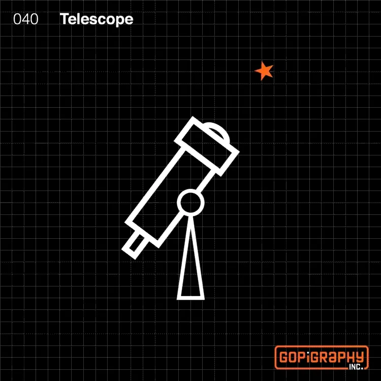 telescope star icon graphic design micro animation