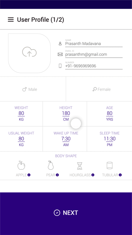 Profile screen