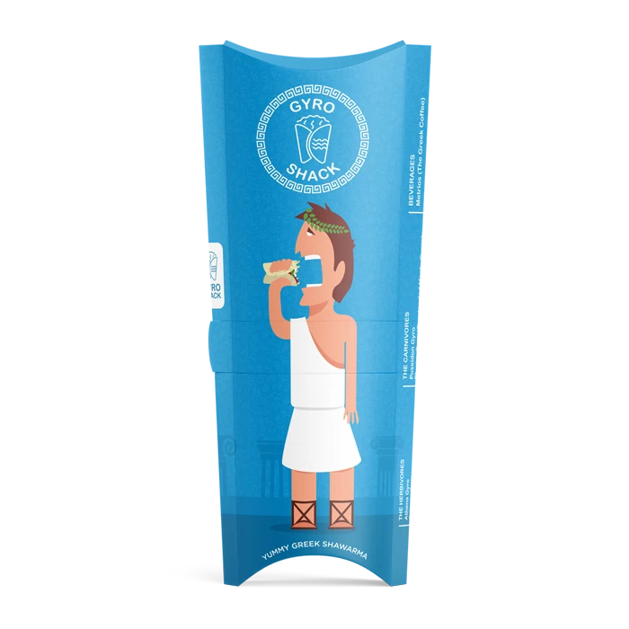 Pillow-box packaging, front